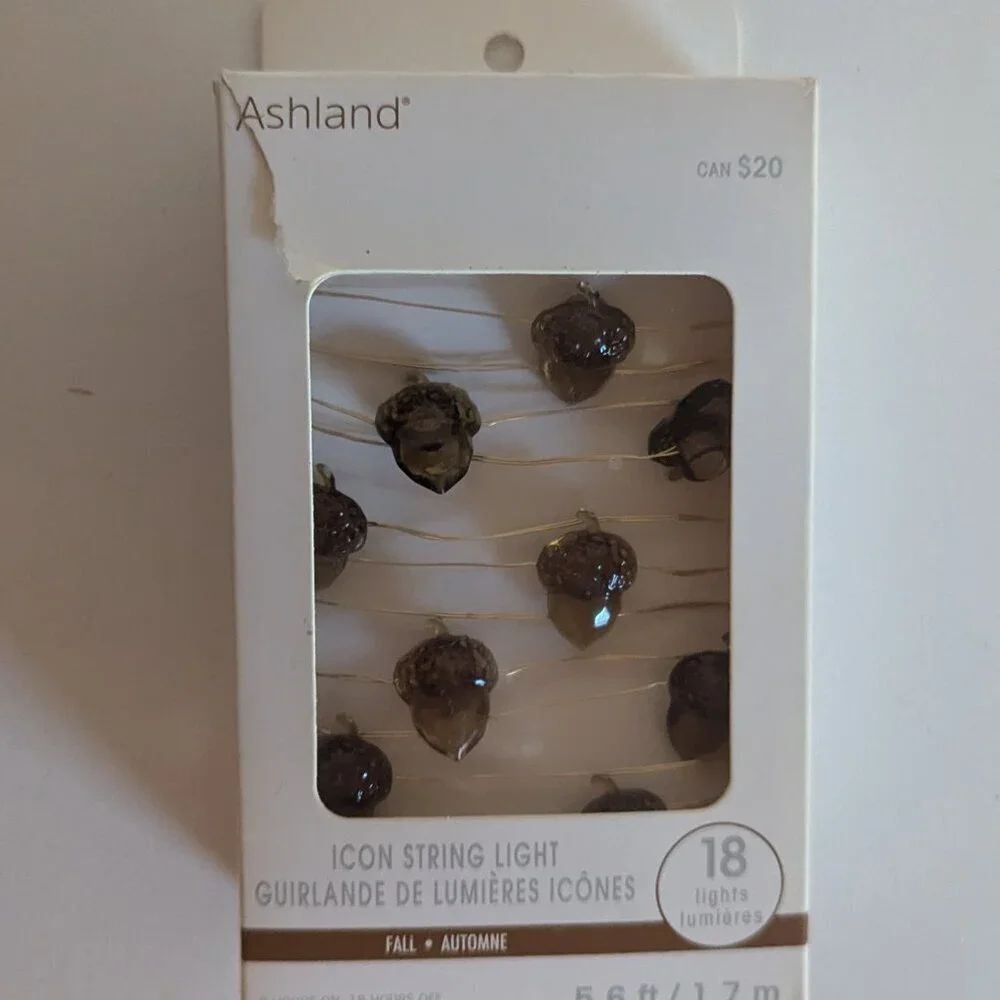 NWT Brown Acorn 18 String Lights Timer Autumn Home Decor Nature Trees Ashland